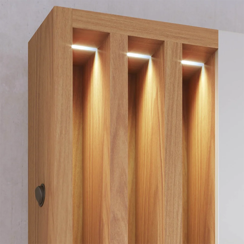 Estante Home Theater para TV 75 Pol. com LED 180cm Maitê C05 Off White Matte/Freijó - Mpozenato