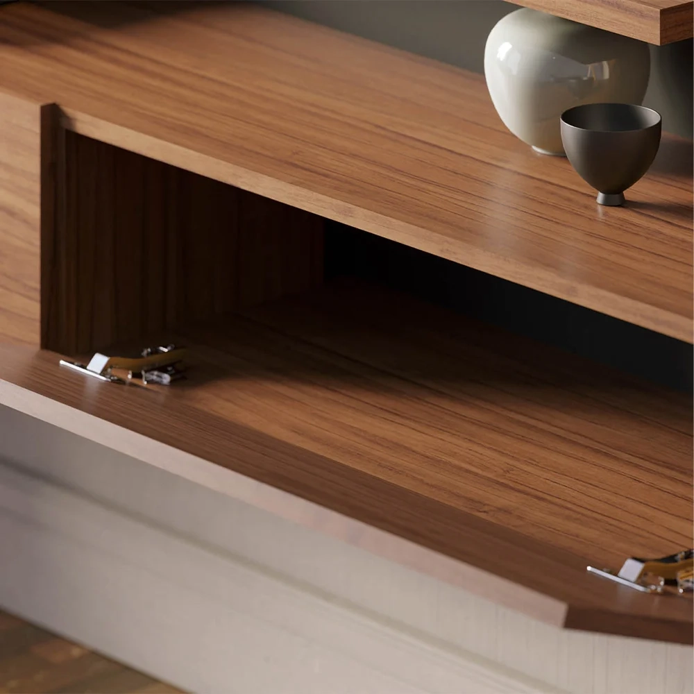 Painel Home Suspenso para TV 65 Pol. 150cm Buriti C05 Noce Milano/Preto Fosco - Mpozenato