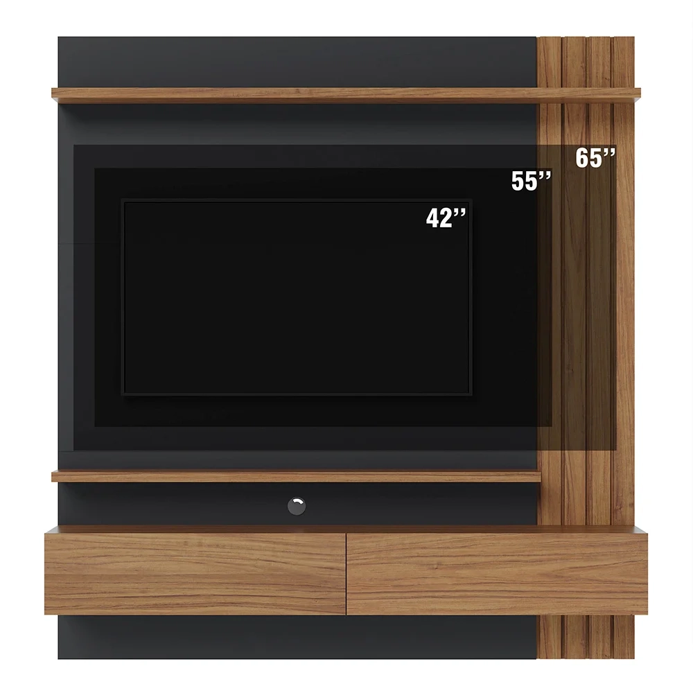 Painel Home Suspenso para TV 65 Pol. 150cm Buriti C05 Noce Milano/Preto Fosco - Mpozenato