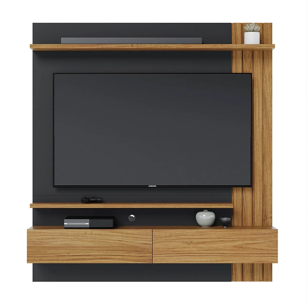 Painel Home Suspenso para TV 65 Pol. 150cm Buriti C05 Noce Milano/Preto Fosco - Mpozenato