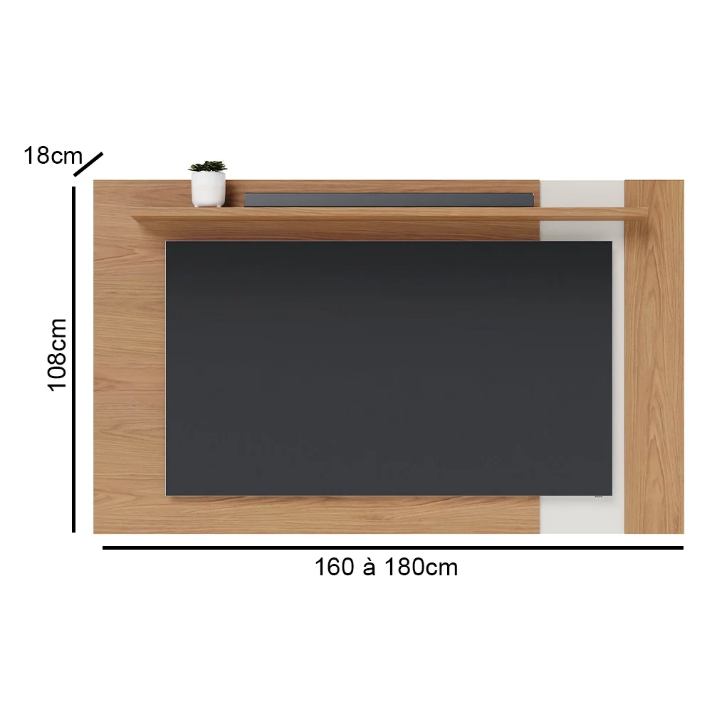 Painel para TV 70 Polegadas Extensível 180cm Amélie C05 Freijó/Off White Matte - Mpozenato