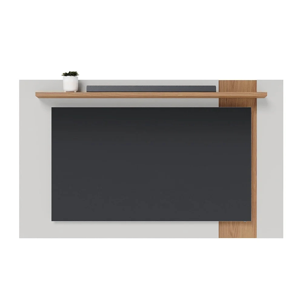 Painel para TV 70 Polegadas Extensível 180cm Amélie C05 Off White Matte/Freijó - Mpozenato