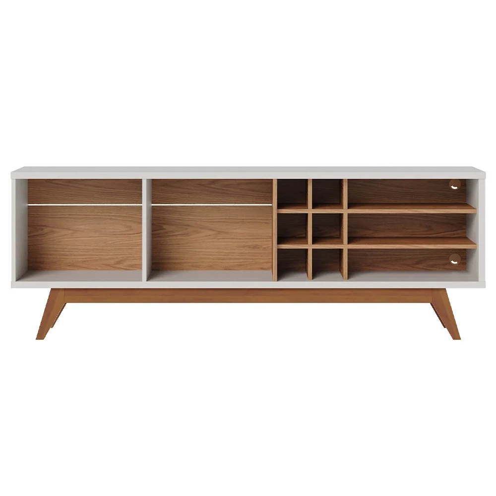 Rack para Sala Bancada de TV 70 Pol. 180cm Norena C05 Off White Matte/Freijó - Mpozenato