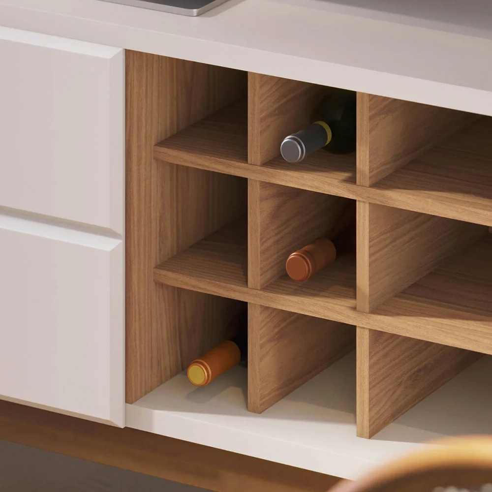 Rack para Sala Bancada de TV 70 Pol. 180cm Norena C05 Off White Matte/Freijó - Mpozenato