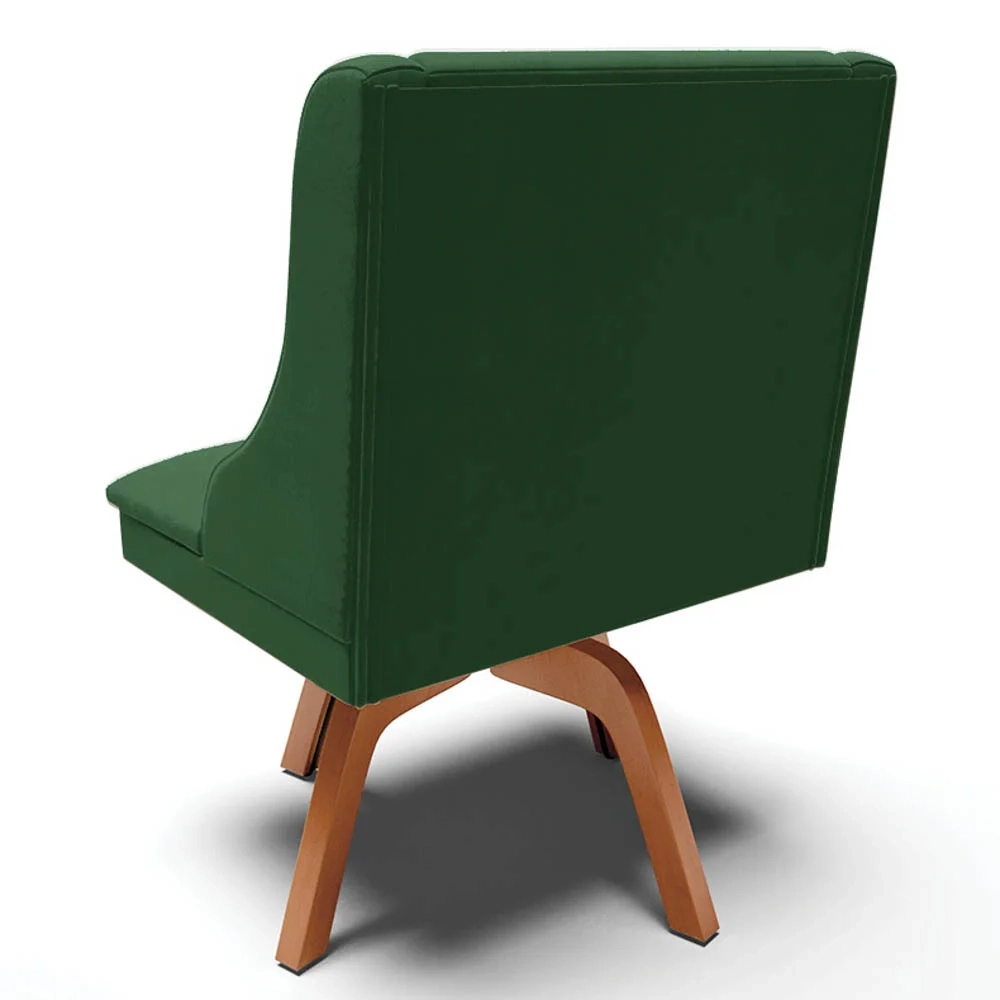 Kit 2 Cadeiras Estofadas Giratória para Sala de Jantar Lia Veludo Verde Esmeralda - Ibiza