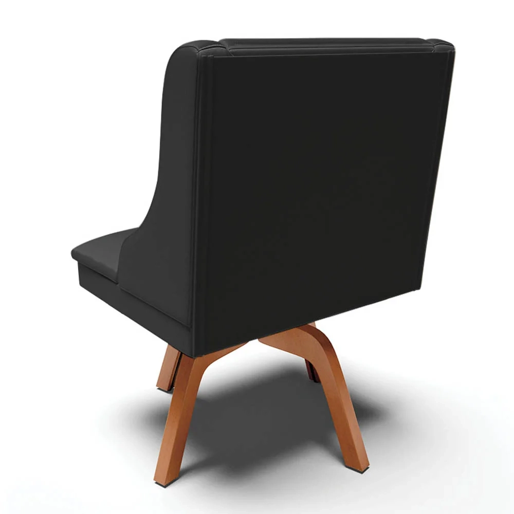 Kit 2 Cadeiras Estofadas para Sala de Jantar Base Giratória de Madeira Lia Sintético Preto - Ibiza