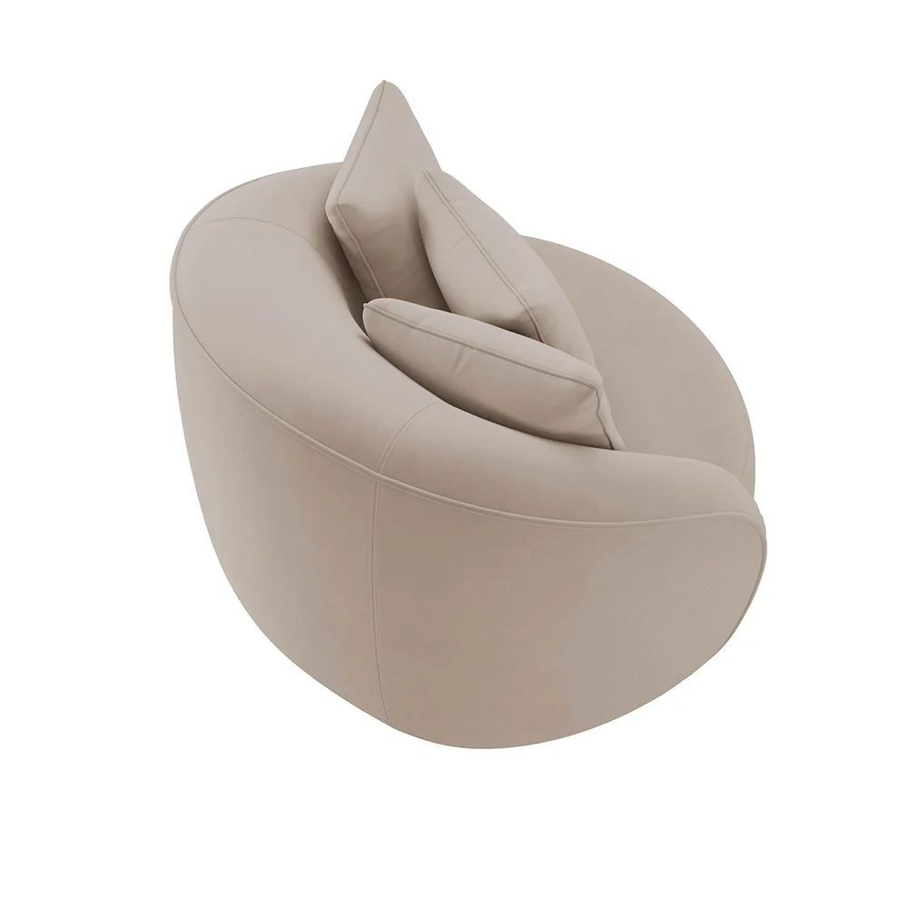 Poltrona Decorativa para Sala 122cm Pés Madeira Kaly Z32 Veludo Bege - Mpozenato