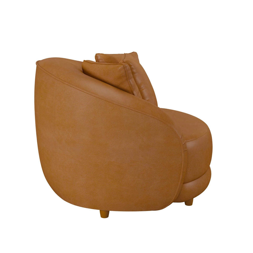 Poltrona Decorativa para Sala 122cm Pés Madeira Kaly Z32 Sintético Caramelo - Mpozenato