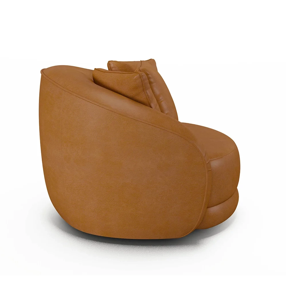 Poltrona Decorativa Giratória para Sala 122cm Kaly Z32 Sintético Caramelo - Mpozenato