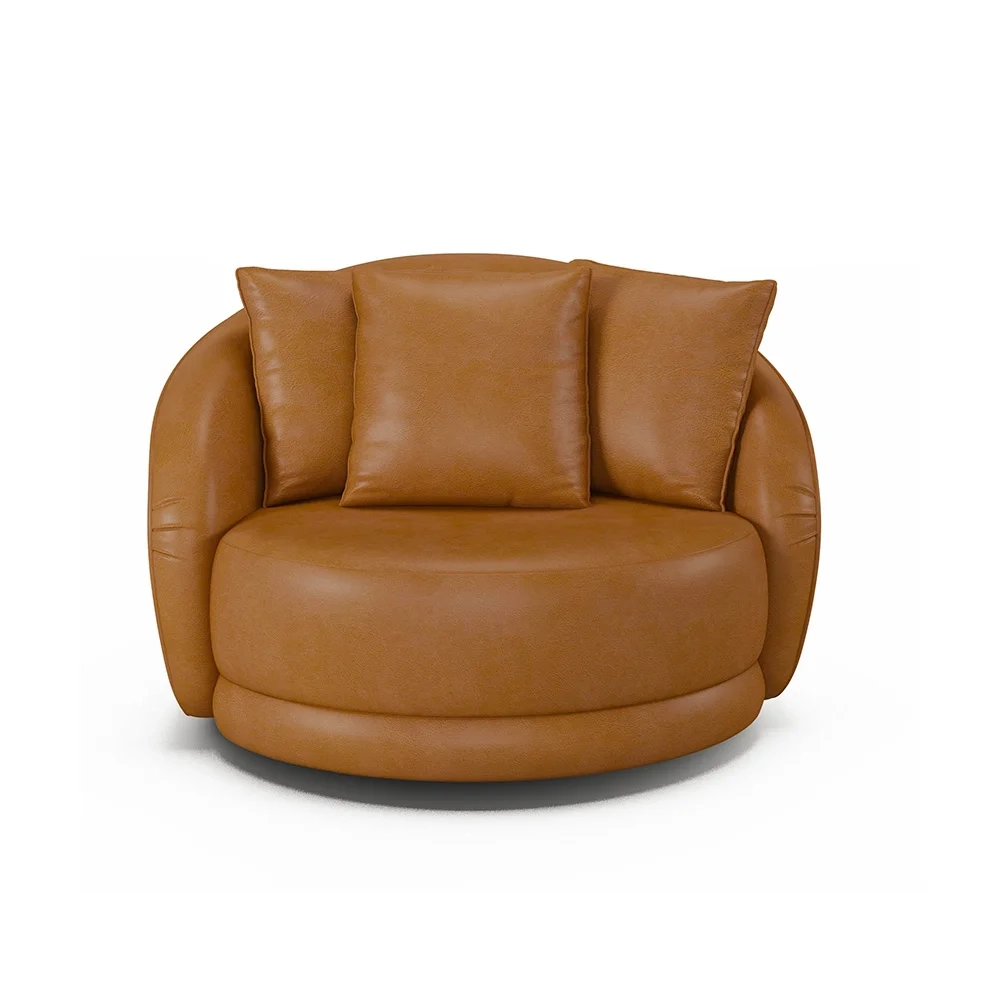 Poltrona Decorativa Giratória para Sala 122cm Kaly Z32 Sintético Caramelo - Mpozenato