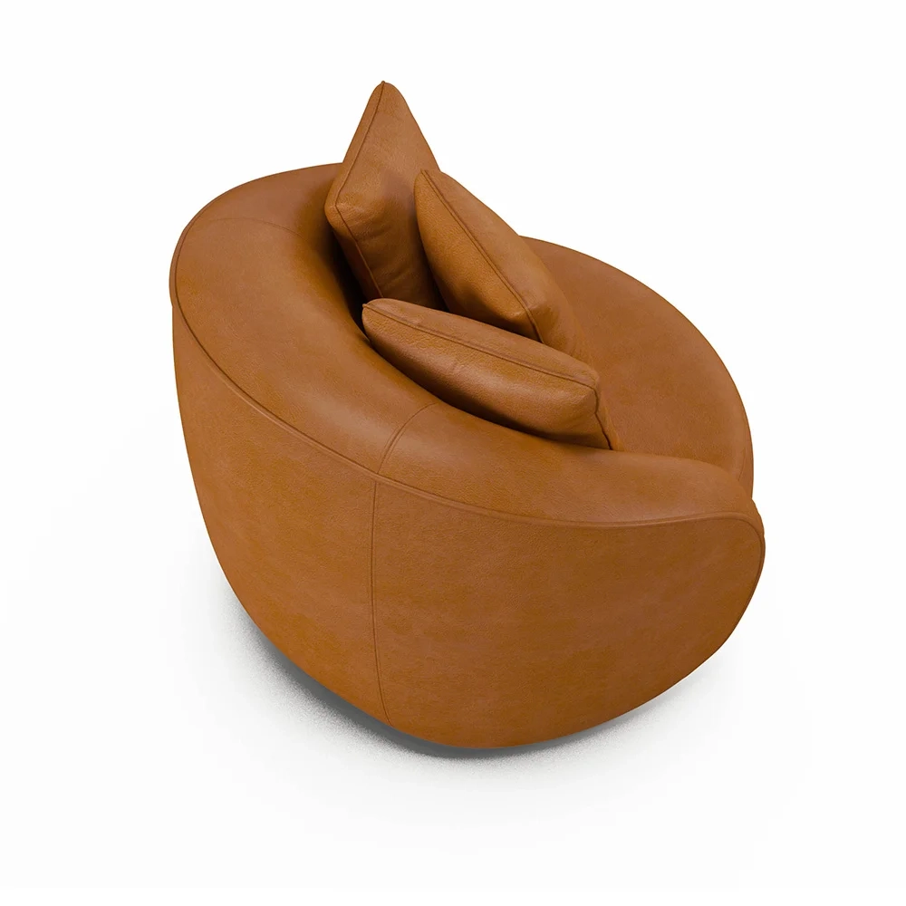 Poltrona Decorativa Giratória para Sala 122cm Kaly Z32 Sintético Caramelo - Mpozenato