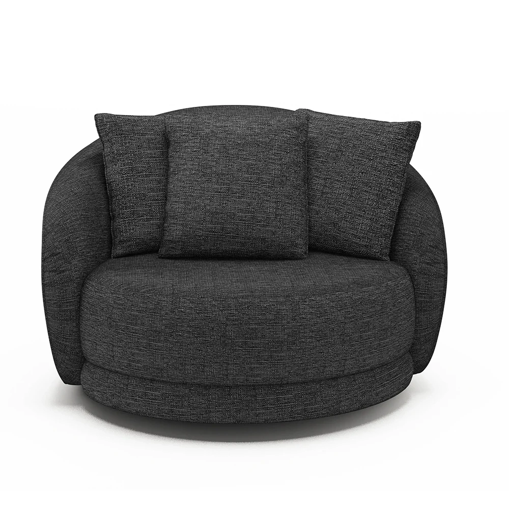 Poltrona Decorativa Giratória para Sala 122cm Kaly Z32 Linho Chumbo - Mpozenato