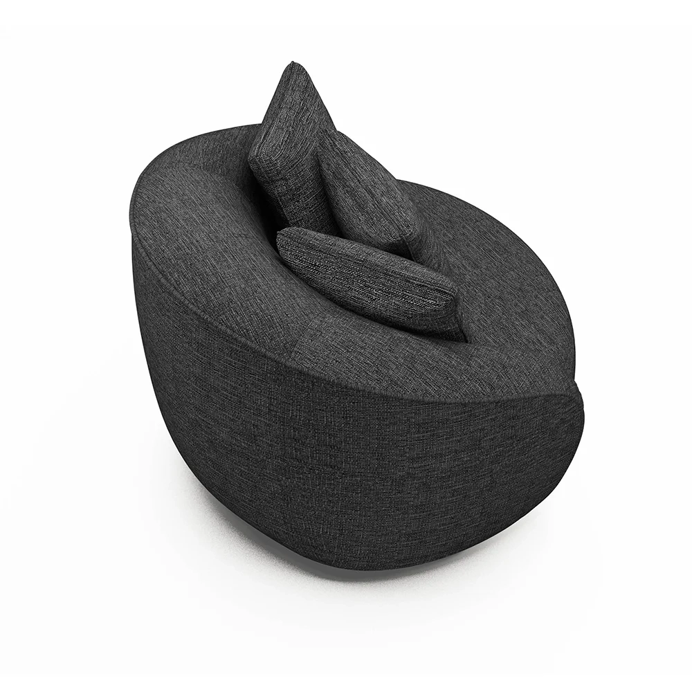 Poltrona Decorativa Giratória para Sala 122cm Kaly Z32 Linho Chumbo - Mpozenato