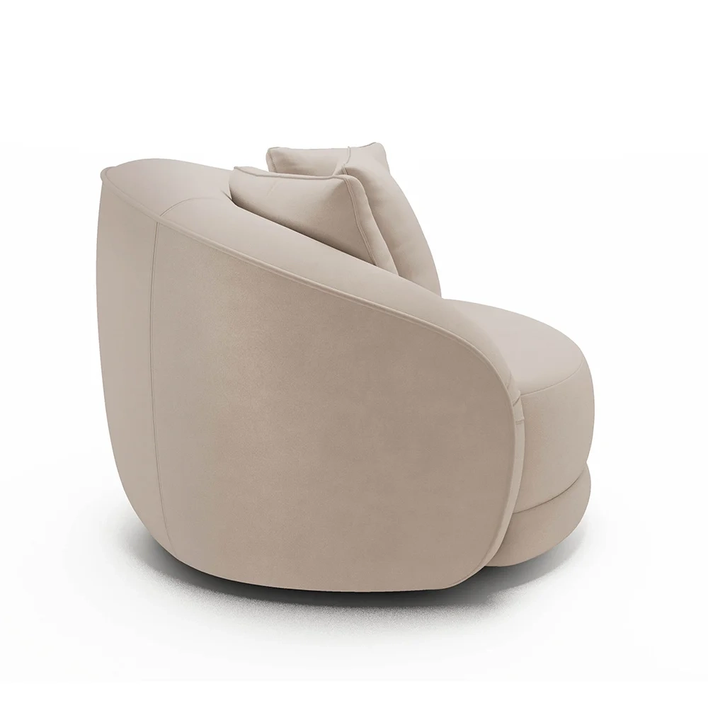 Poltrona Decorativa Giratória para Sala 122cm Kaly Z32 Veludo Bege - Mpozenato