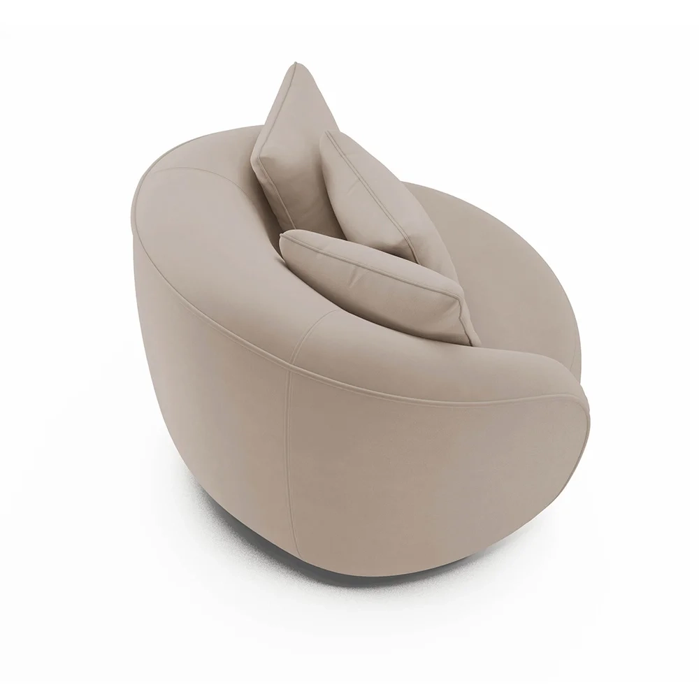 Poltrona Decorativa Giratória para Sala 122cm Kaly Z32 Veludo Bege - Mpozenato