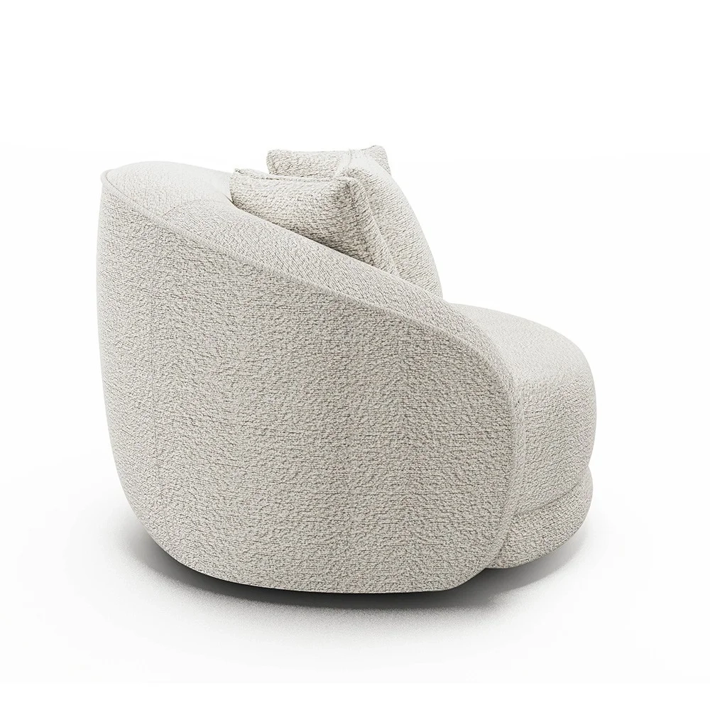 Poltrona Decorativa Giratória para Sala 122cm Kaly Z32 Boucle Branco - Mpozenato