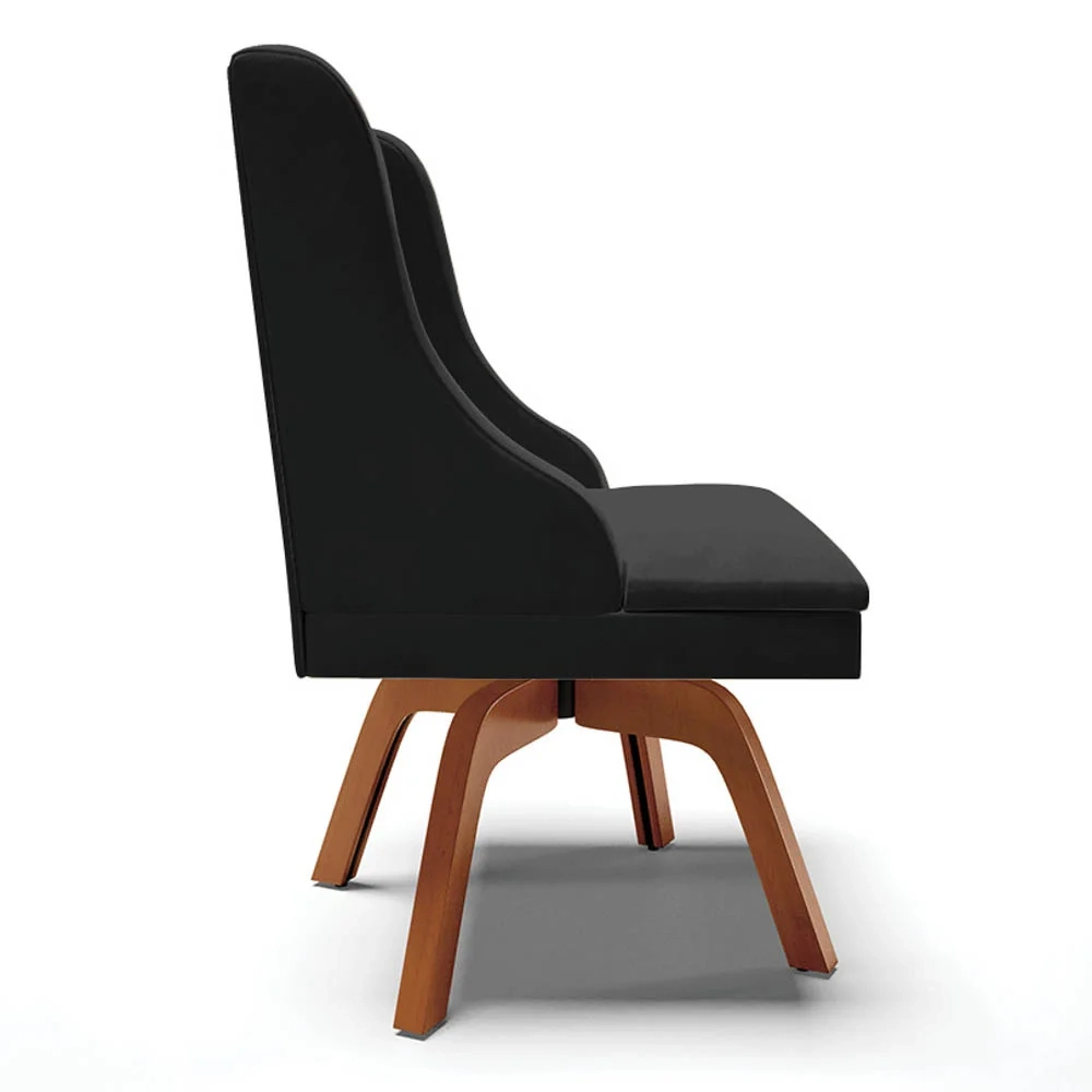 Cadeira Estofada Base Giratória Kit 6 Lia Veludo Preto - Ibiza