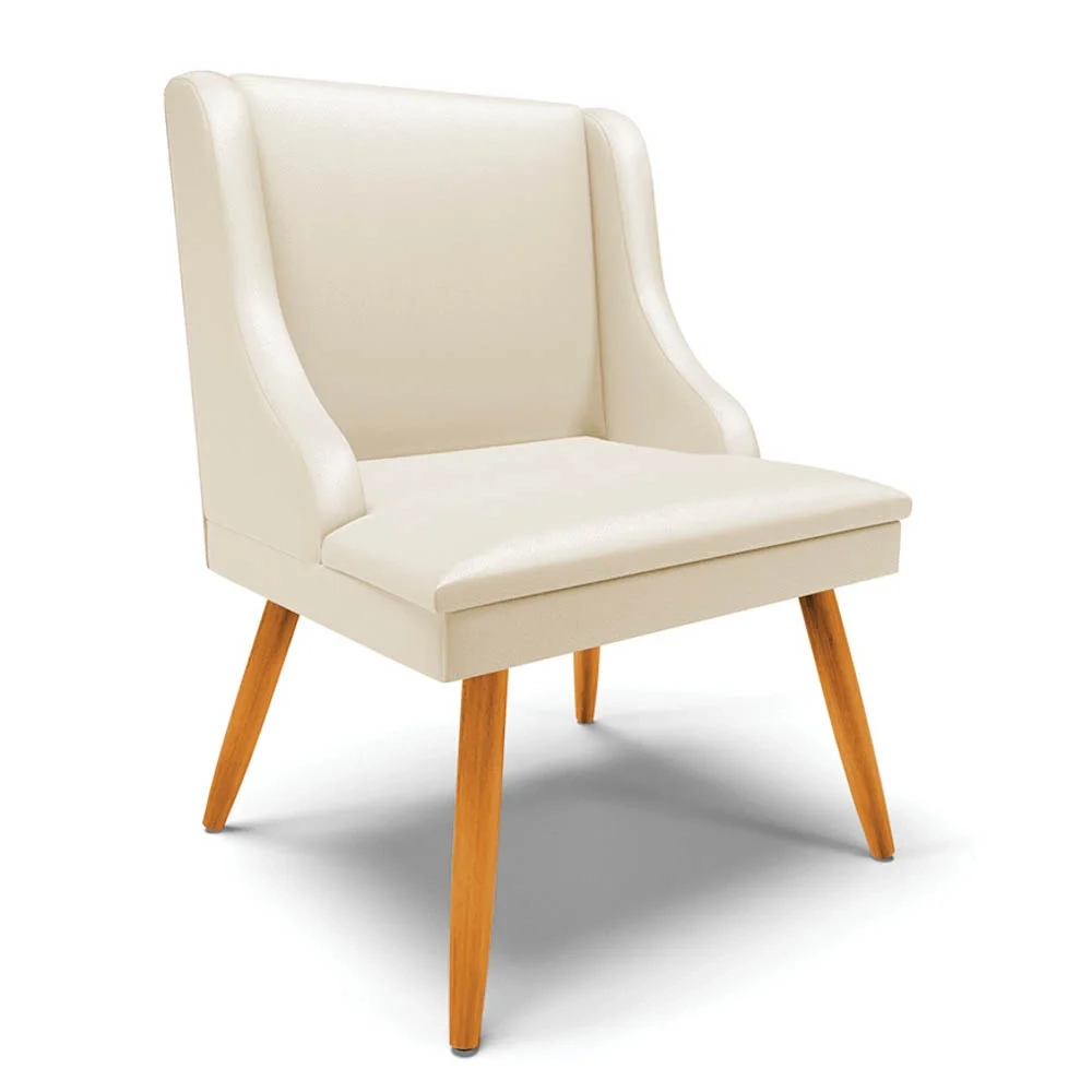 Kit 2 Cadeiras Estofadas para Sala de Jantar Pés Palito Lia Sintético Bege - Ibiza