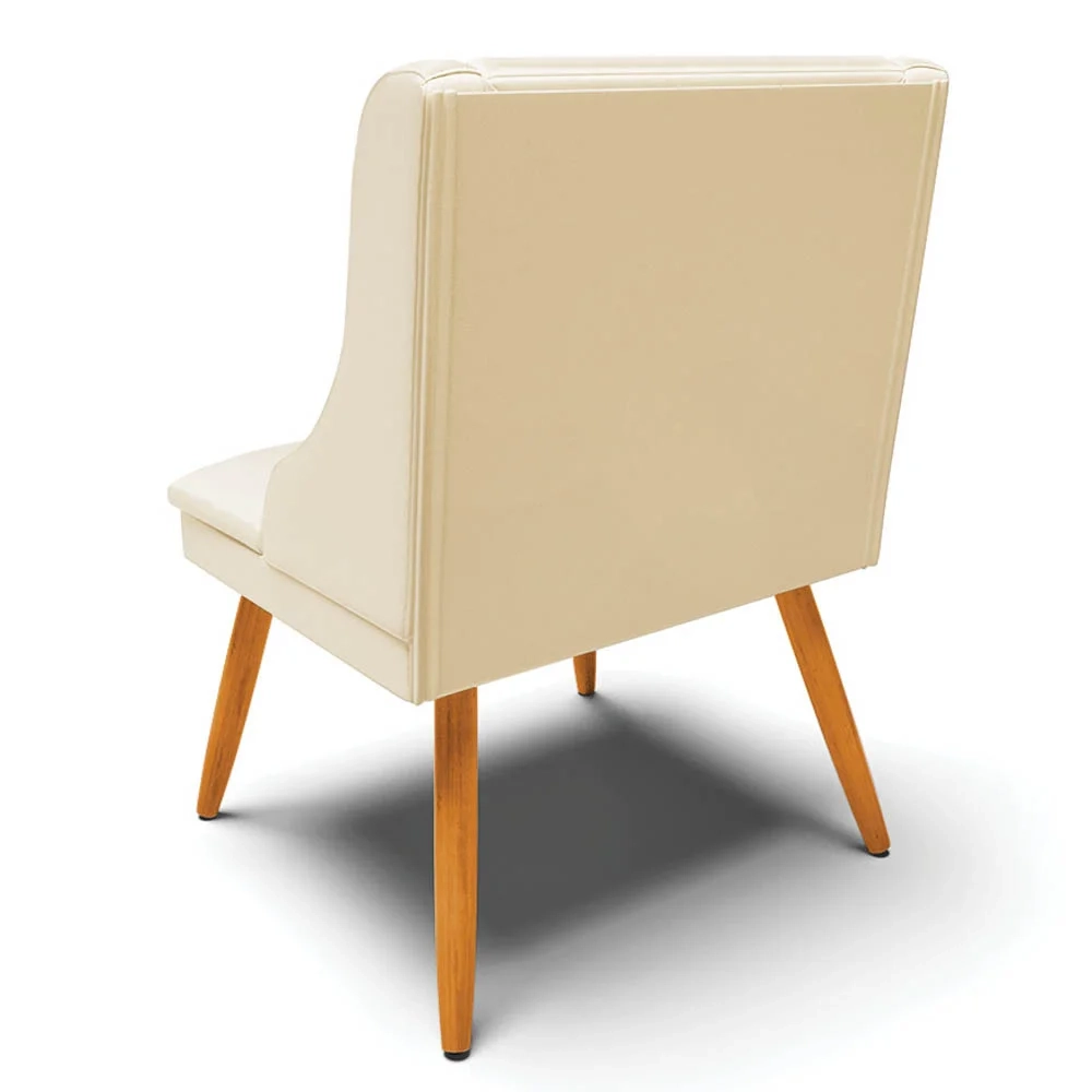 Kit 4 Cadeiras Estofadas para Sala de Jantar Pés Palito Lia Sintético Bege - Ibiza