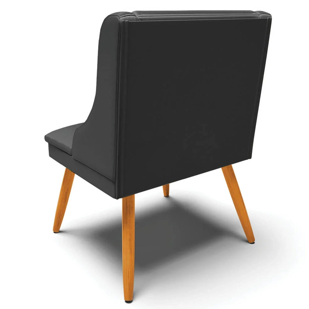 Kit 4 Cadeiras Estofadas para Sala de Jantar Pés Palito Lia Sintético Preto - Ibiza