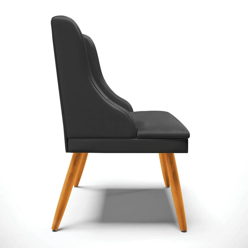 Kit 4 Cadeiras Estofadas para Sala de Jantar Pés Palito Lia Sintético Preto - Ibiza