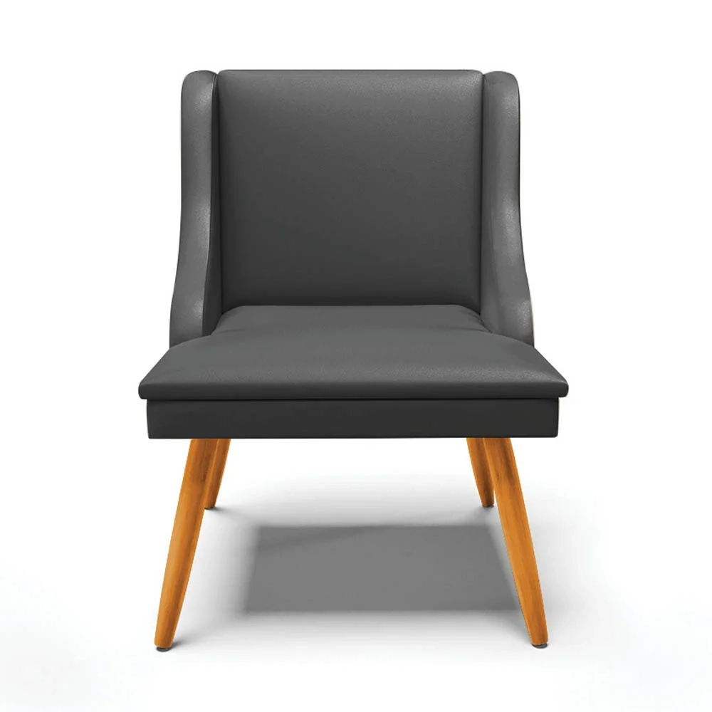 Kit 4 Cadeiras Estofadas para Sala de Jantar Pés Palito Lia Sintético Preto - Ibiza