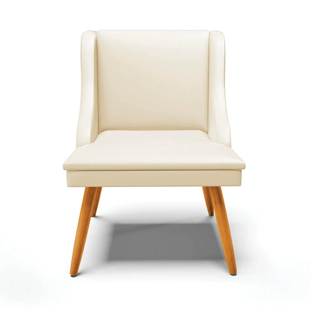 Kit 10 Cadeiras Estofadas para Sala de Jantar Pés Palito Lia Sintético Bege - Ibiza