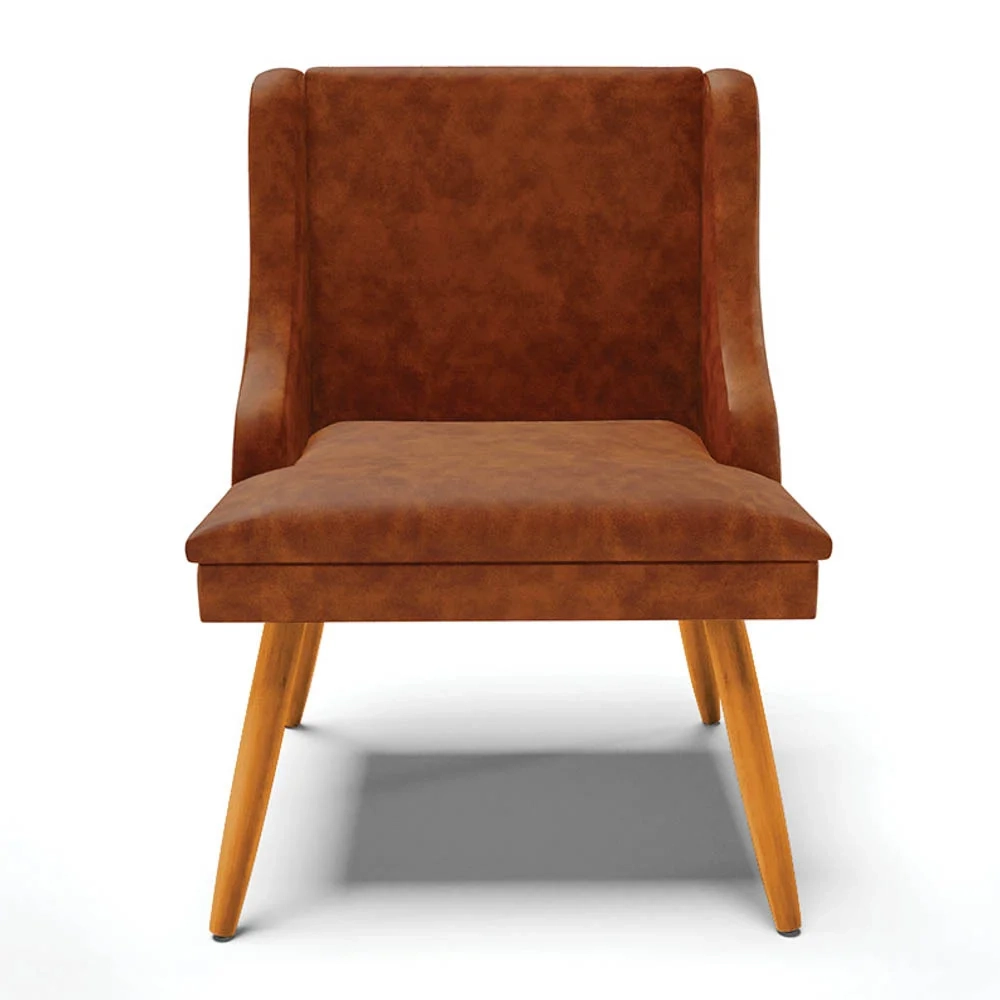 Kit 6 Cadeiras Estofadas para Sala de Jantar Pés Palito Lia Sintético Premium Nozes - Ibiza