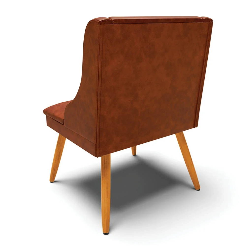 Kit 6 Cadeiras Estofadas para Sala de Jantar Pés Palito Lia Sintético Premium Nozes - Ibiza