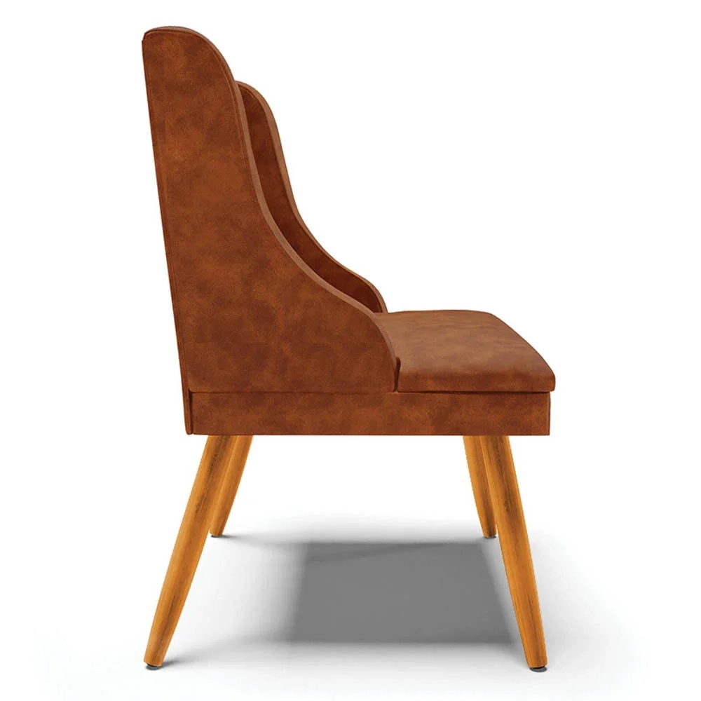 Kit 8 Cadeiras Estofadas para Sala de Jantar Pés Palito Lia Sintético Premium Nozes - Ibiza