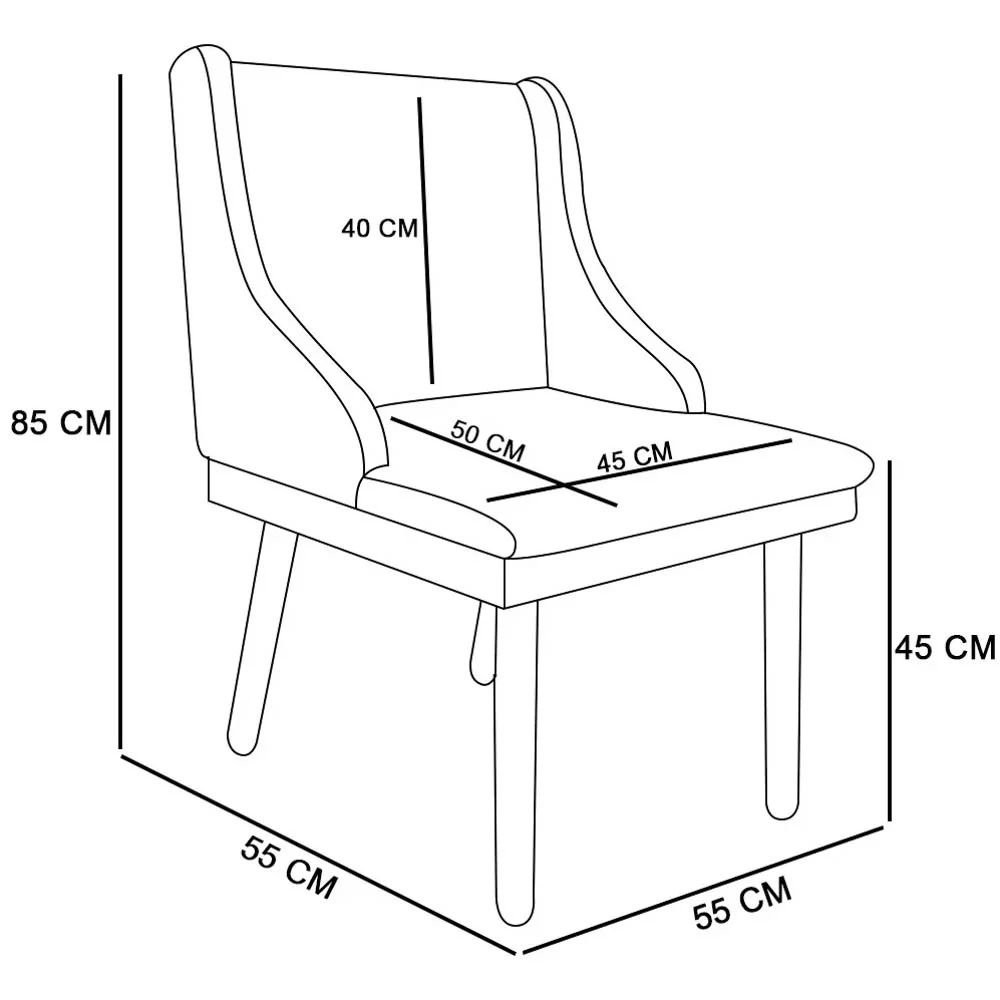 Kit 10 Cadeiras Estofadas para Sala de Jantar Pés Palito Lia Sintético Premium Nozes - Ibiza