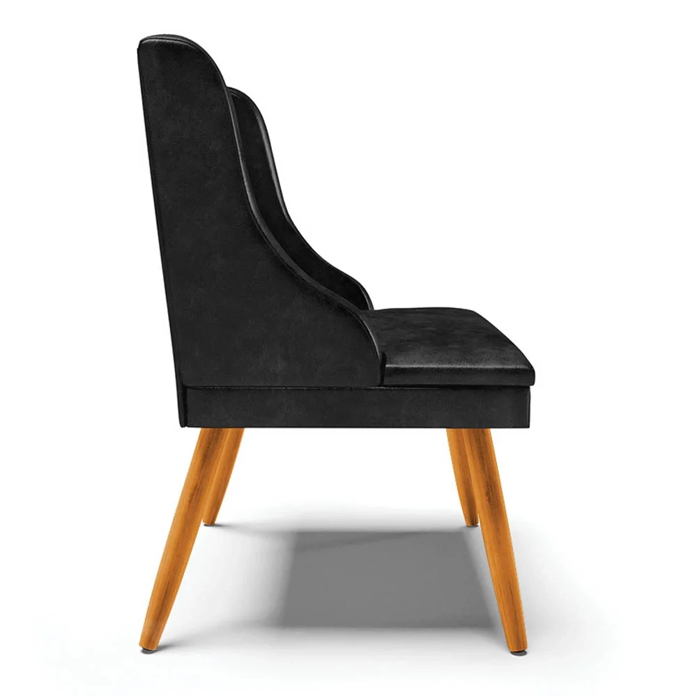 Kit 8 Cadeiras Estofadas para Sala de Jantar Pés Palito Lia Sintético Premium Preto - Ibiza