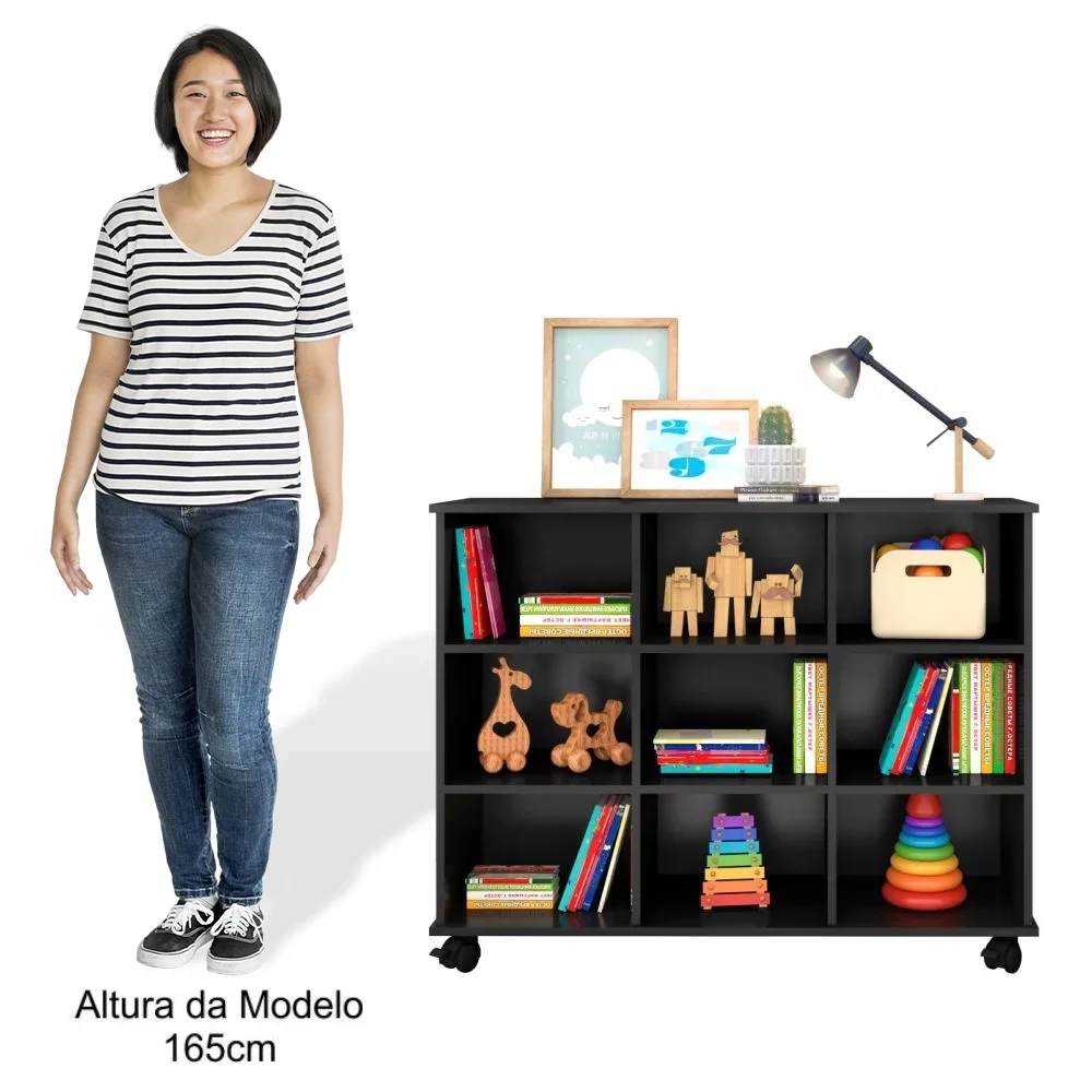 Nicho Organizador com Rodízios Toys 9 Gavetas Q01 Preto/Branco - Mpozenato