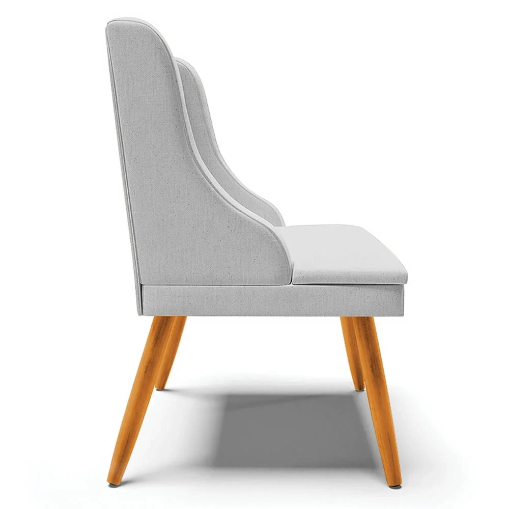 Kit 2 Cadeiras Estofadas para Sala de Jantar Pés Palito Lia Linho Cinza - Ibiza