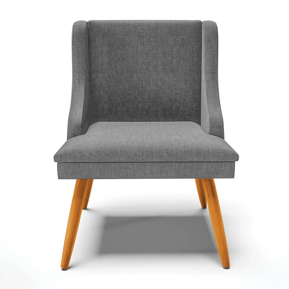 Kit 2 Cadeiras Estofadas para Sala de Jantar Pés Palito Lia Linho Grafite - Ibiza