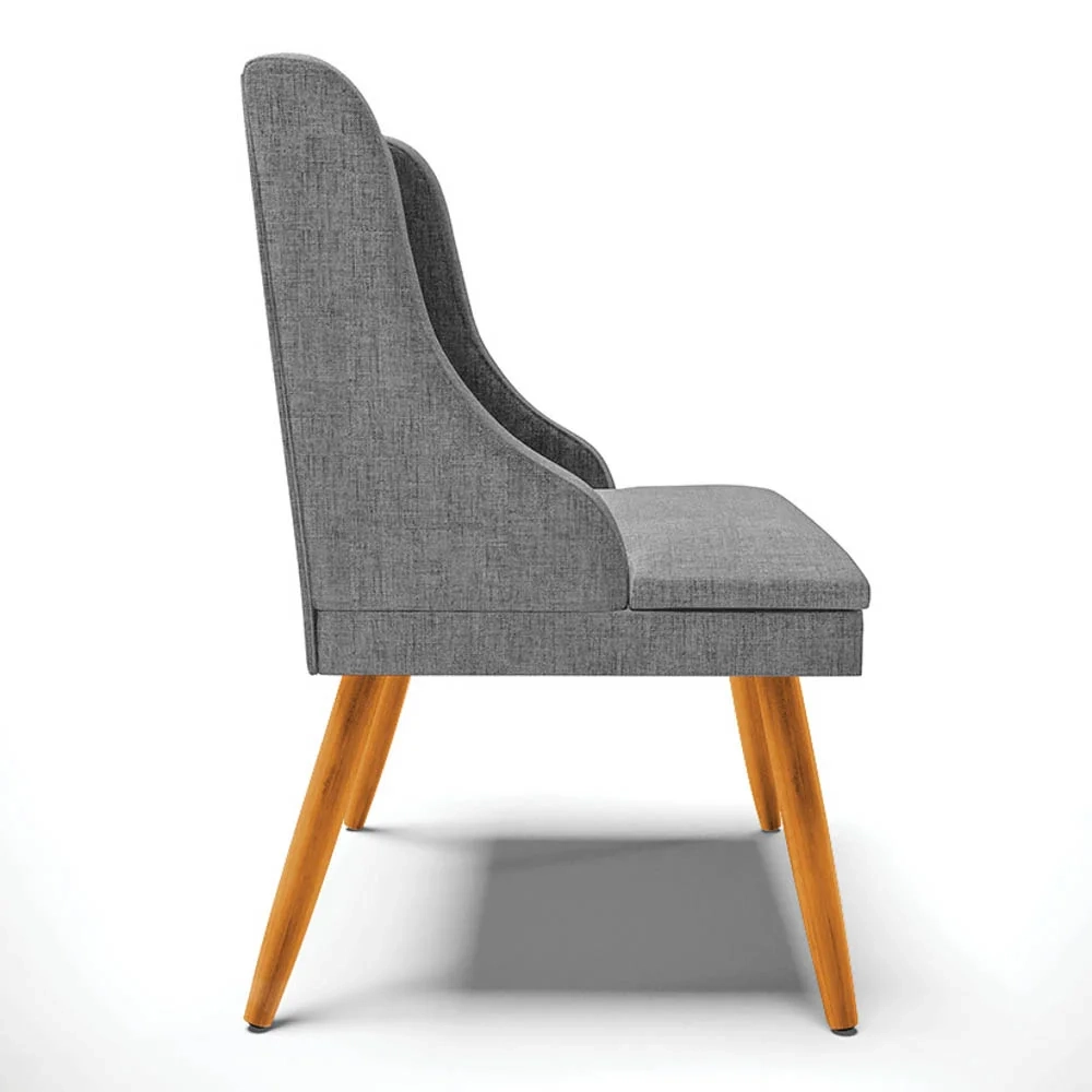 Kit 6 Cadeiras Estofadas para Sala de Jantar Pés Palito Lia Linho Grafite - Ibiza