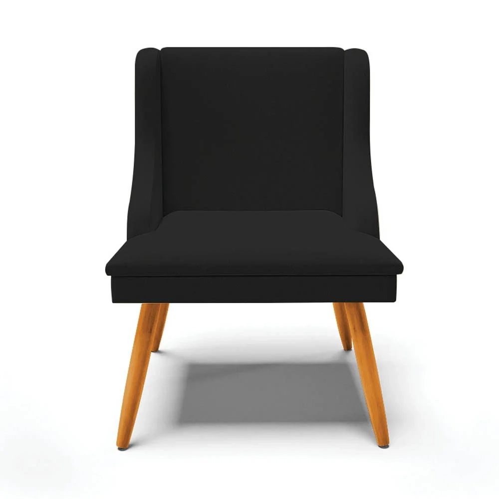 Kit 6 Cadeiras Estofadas para Sala de Jantar Pés Palito Lia Linho Preto - Ibiza