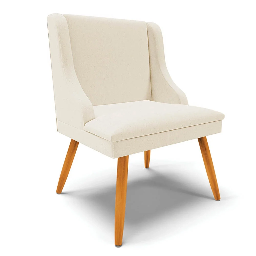 Kit 8 Cadeiras Estofadas para Sala de Jantar Pés Palito Lia Linho Bege - Ibiza