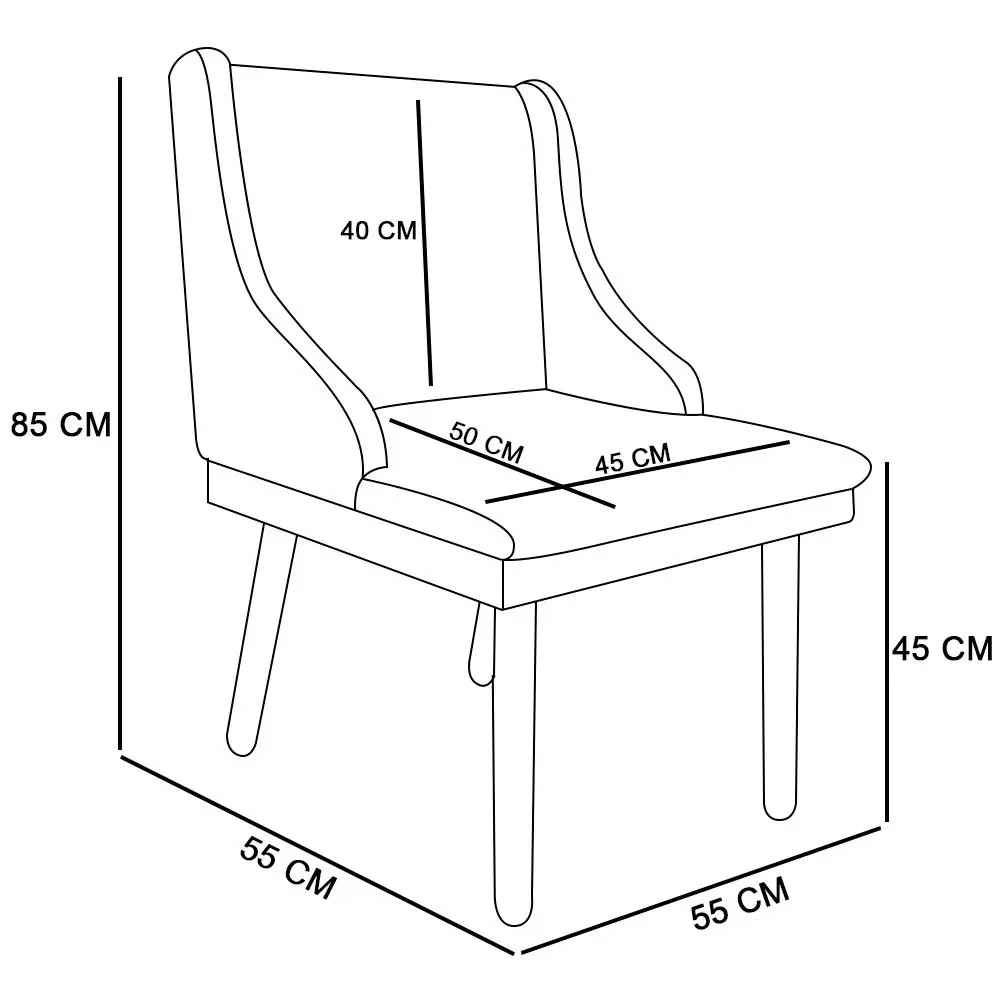Kit 8 Cadeiras Estofadas para Sala de Jantar Pés Palito Lia Linho Bege - Ibiza