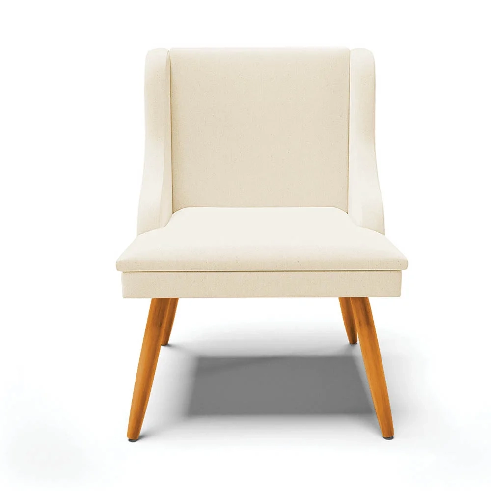 Kit 8 Cadeiras Estofadas para Sala de Jantar Pés Palito Lia Linho Bege - Ibiza