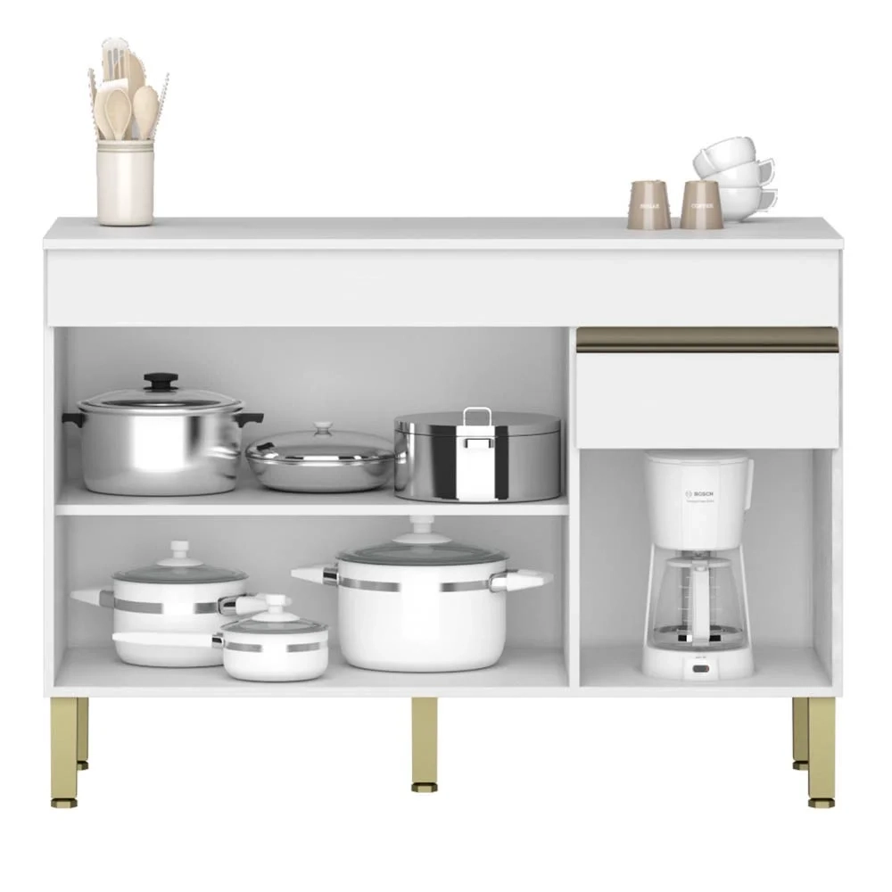 Armário de Cozinha 3 Peças Balcão com Tampo 120cm Lina05 Z06 Supremo/Freijó - Mpozenato