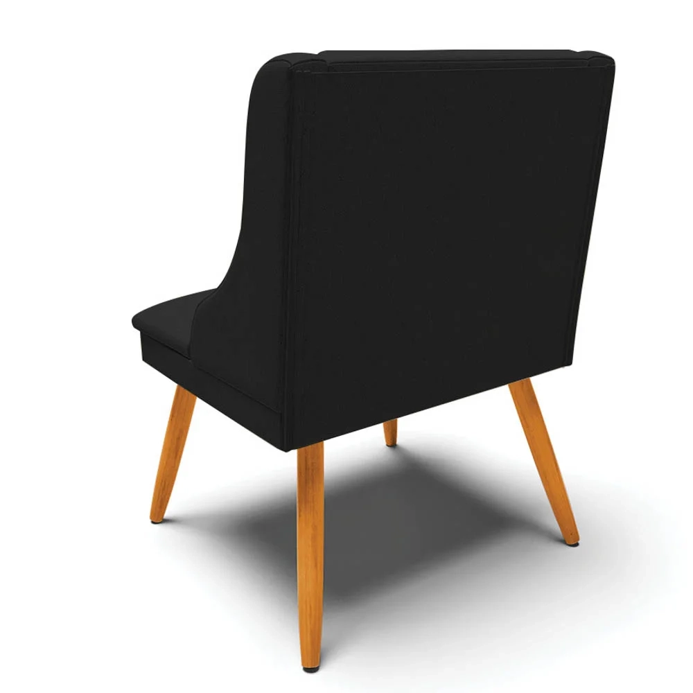 Kit 8 Cadeiras Estofadas para Sala de Jantar Pés Palito Lia Linho Preto - Ibiza