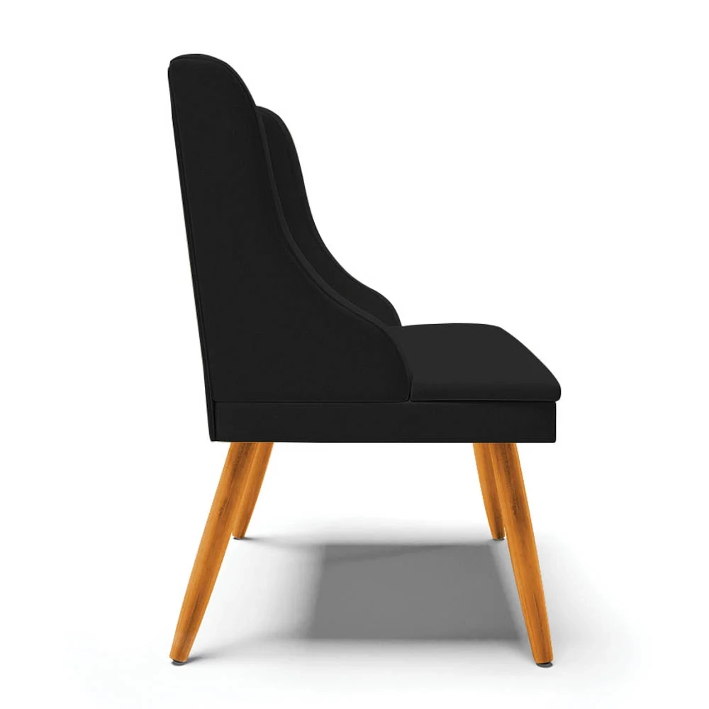 Kit 8 Cadeiras Estofadas para Sala de Jantar Pés Palito Lia Linho Preto - Ibiza