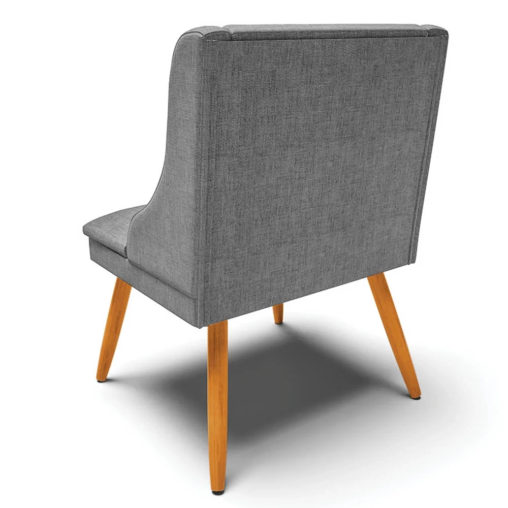 Kit 10 Cadeiras Estofadas para Sala de Jantar Pés Palito Lia Linho Grafite - Ibiza