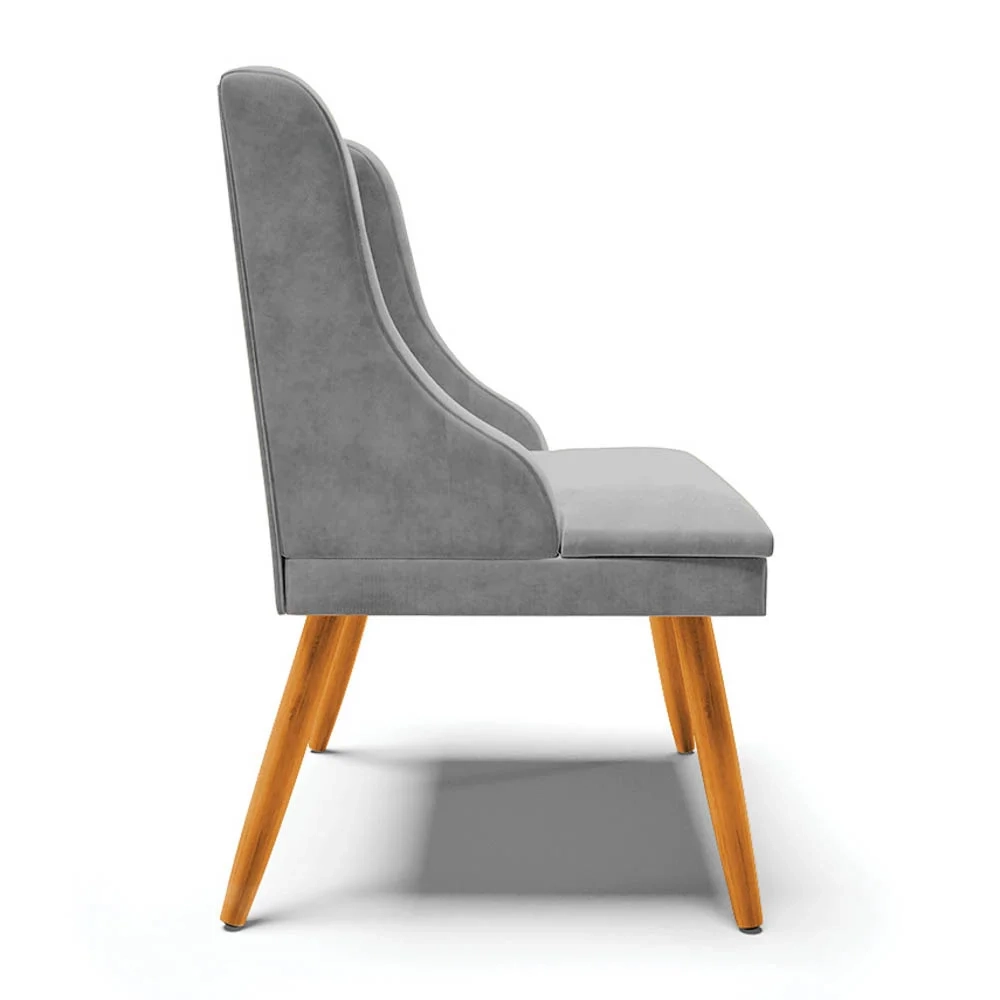 Kit 2 Cadeiras Estofadas para Sala de Jantar Pés Palito Lia Suede Cinza - Ibiza
