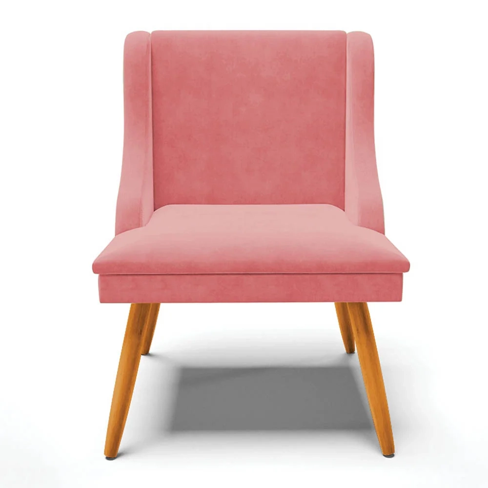 Kit 2 Cadeiras Estofadas para Sala de Jantar Pés Palito Lia Suede Rosê - Ibiza