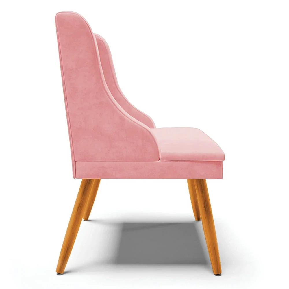Kit 2 Cadeiras Estofadas para Sala de Jantar Pés Palito Lia Suede Rosa Bebê - Ibiza
