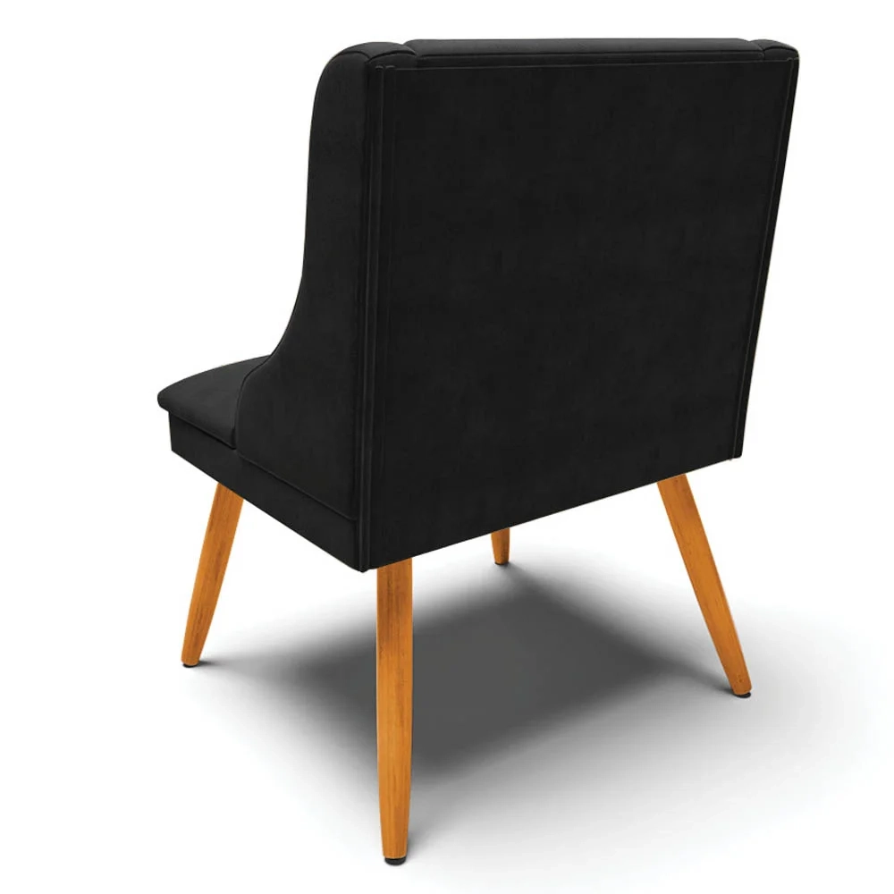 Kit 4 Cadeiras Estofadas para Sala de Jantar Pés Palito Lia Suede Preto - Ibiza