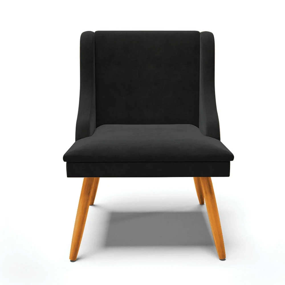 Kit 4 Cadeiras Estofadas para Sala de Jantar Pés Palito Lia Suede Preto - Ibiza