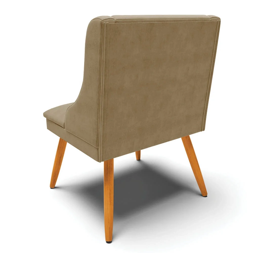 Kit 4 Cadeiras Estofadas para Sala de Jantar Pés Palito Lia Suede Marrom RT - Ibiza